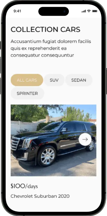 Мобильная версия Black Cat Limo, экран 2